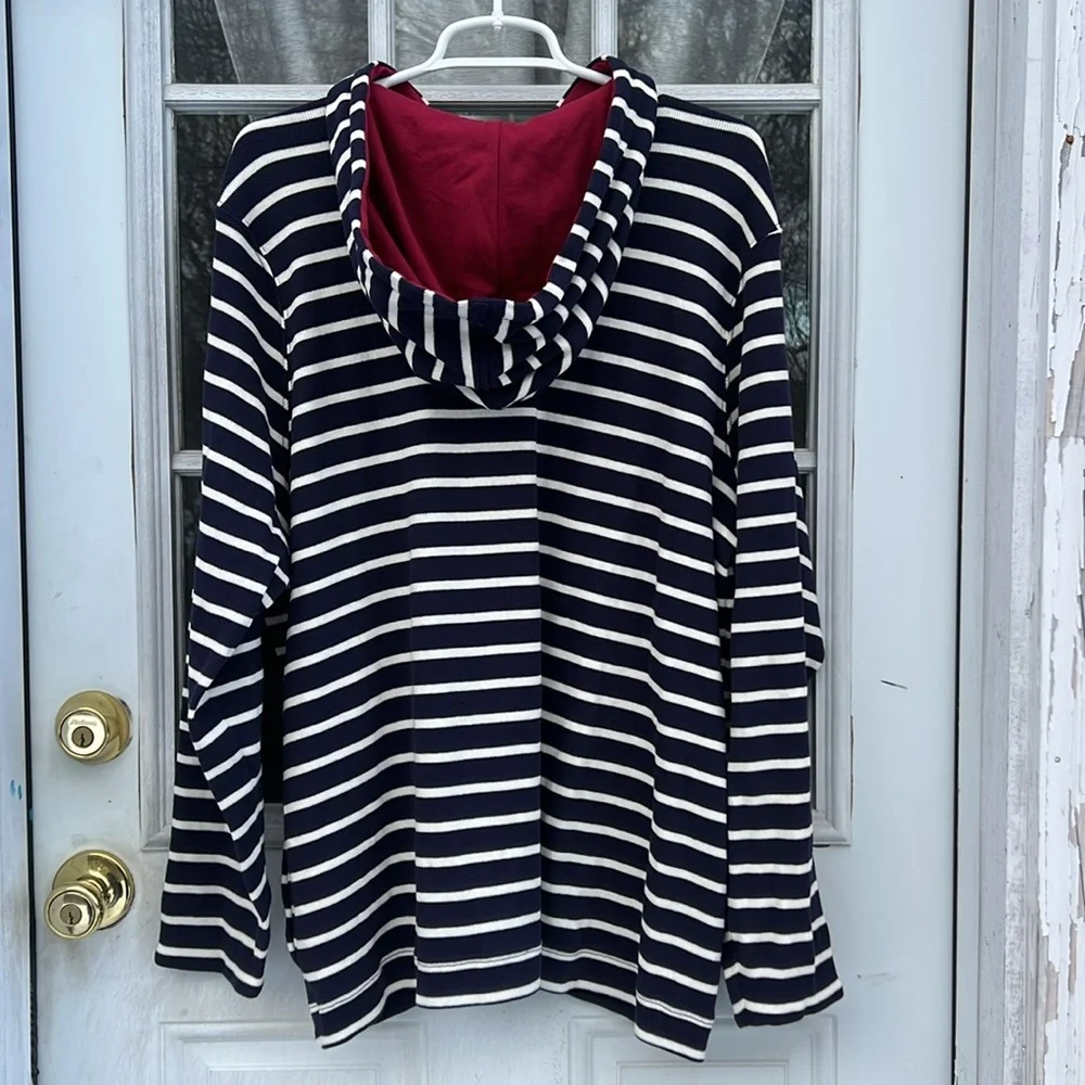 L.L. Bean Navy/White Full Zip Sweater Jacket~Women’s Size 3X - Picture 4 of 5